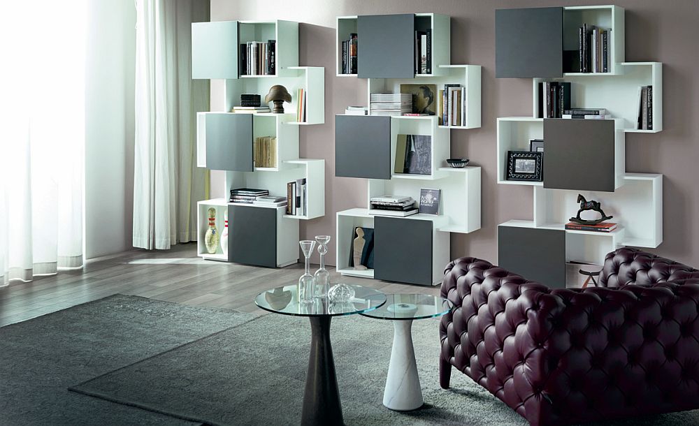 Let the bookshelf add a touch of color to the interior