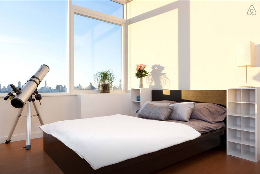 Long Island City Penthouse Bedroom with Telescope