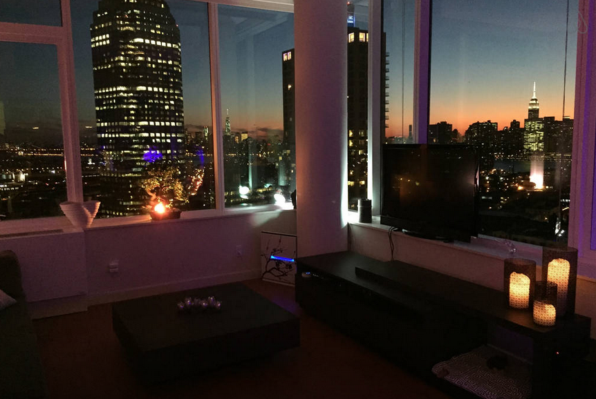 Long Island City Penthouse Night View of Skyline
