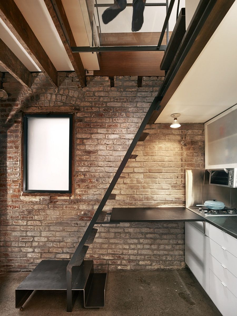 Lower level kitchen with smart use of limited space