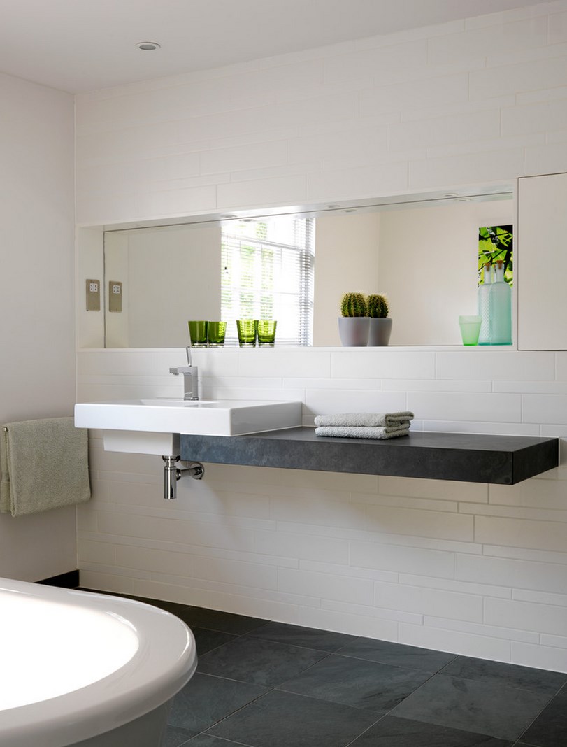 Modern bathroom with one main accent color
