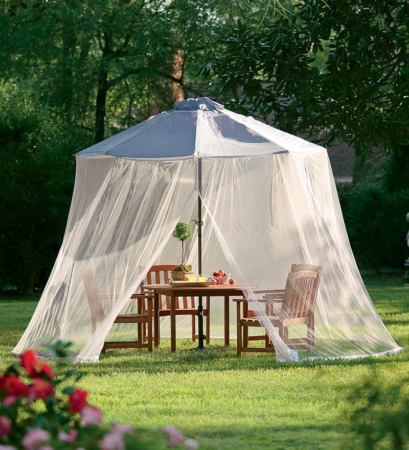 Mosquito net over an umbrella