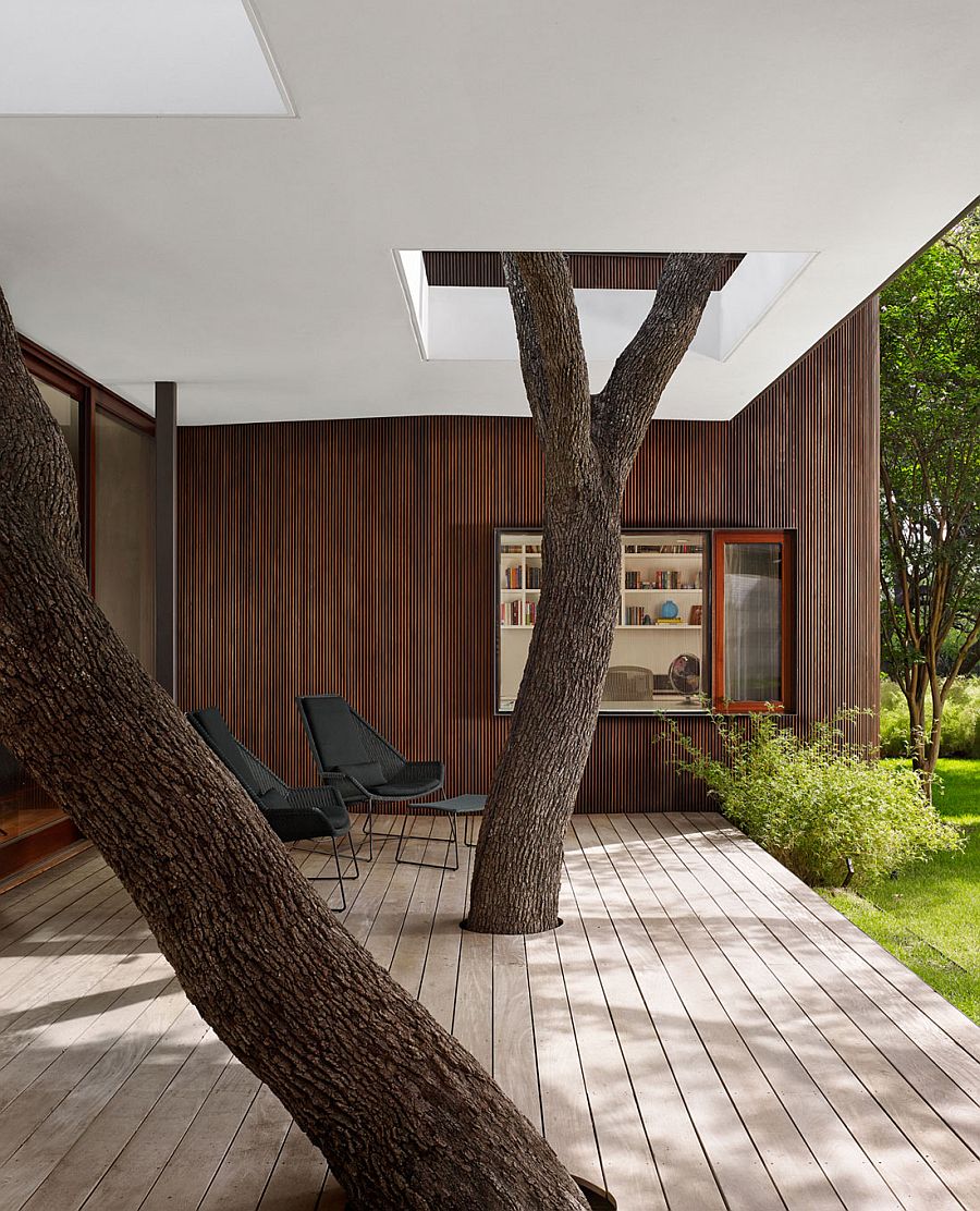 Old trees become an integral part of the structure of the modern Texas home