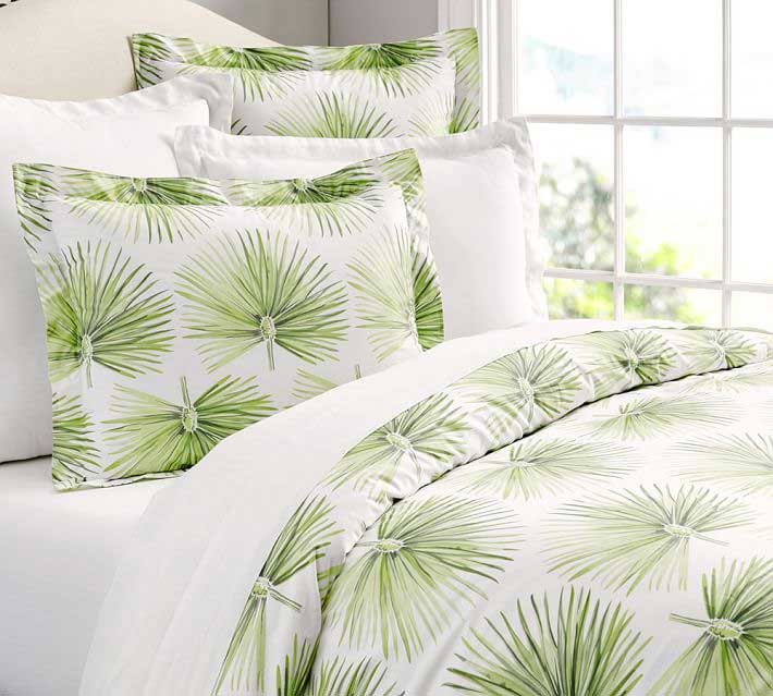 Pottery Barn Organic Bedding Green Palm Pattern