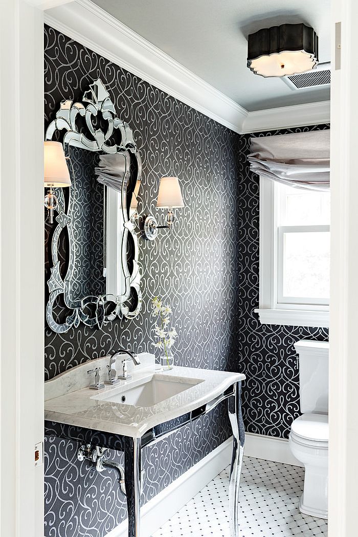 Victorian powder room with unique decor [Design: Mosaik Design & Remodeling]