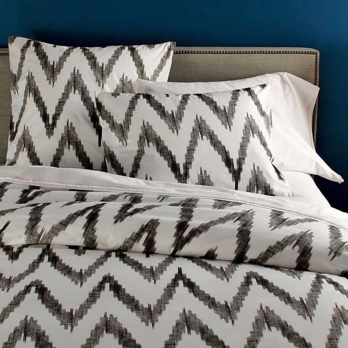 West Elm Organic Cotton Sheets Ikat Pattern Bedding