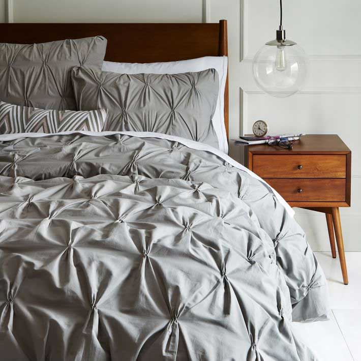 West Elm Organic Cotton Sheets Pintuck Texture in Grey