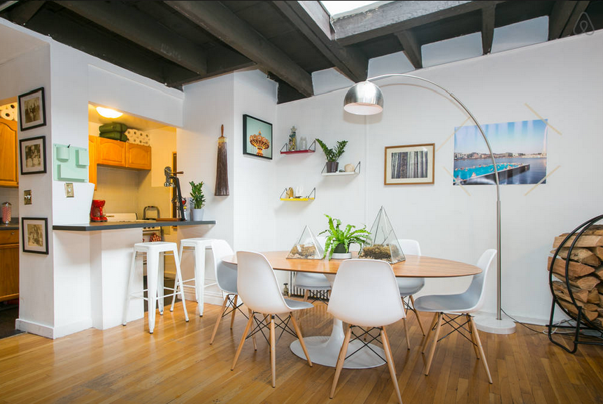 West Village Penthouse Apartment Dining Area with White Chairs