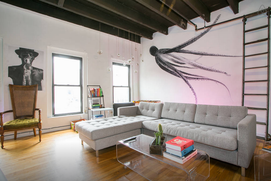 West Village Penthouse Apartment living room with Wall art