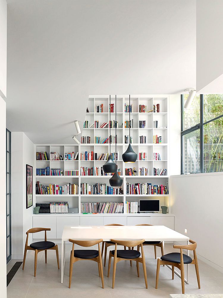 White backdrop lets the pendant lights stand out [Design: Stiff and Trevillion]