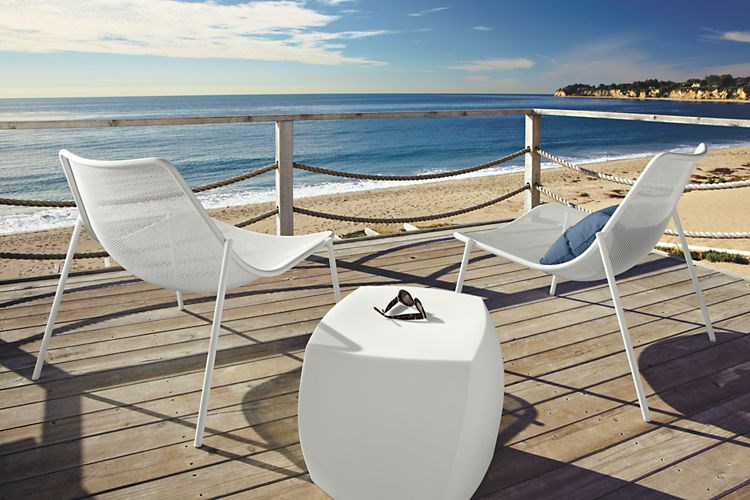 White lounge chairs from Room & Board