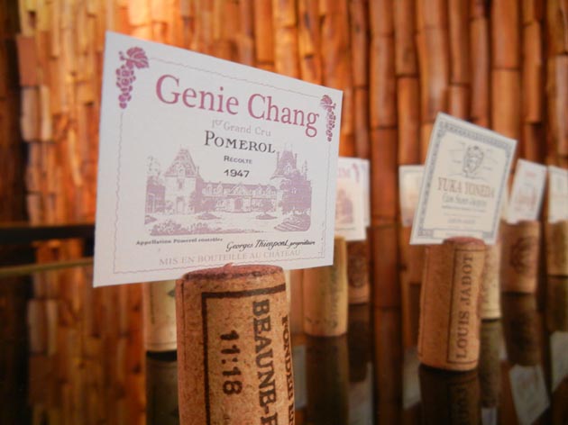 Wine Cork Placecard Holders at Party