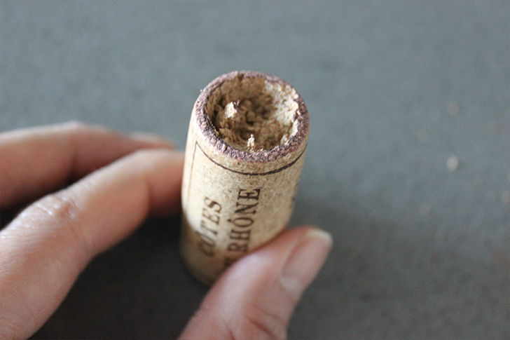 Wine cork with shallow well at top