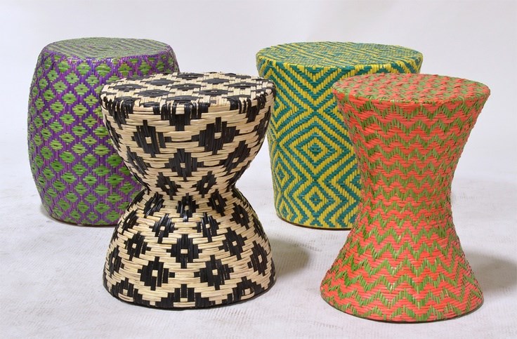 Woven stools by Palecek