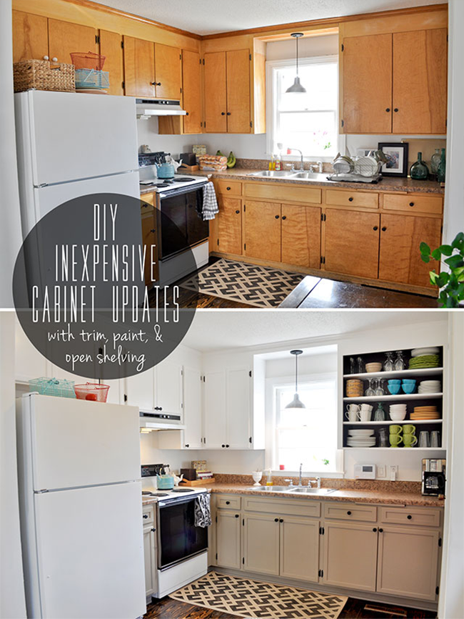 Yellow Wood Kitchen Made Over With White Paint 