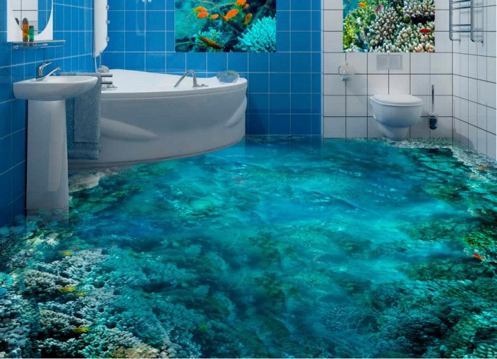 coral reef bathroom 3d flooring