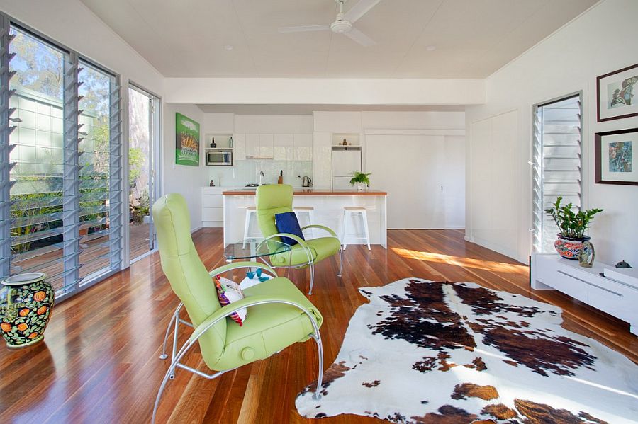 A flood of natural light enlivens the living space