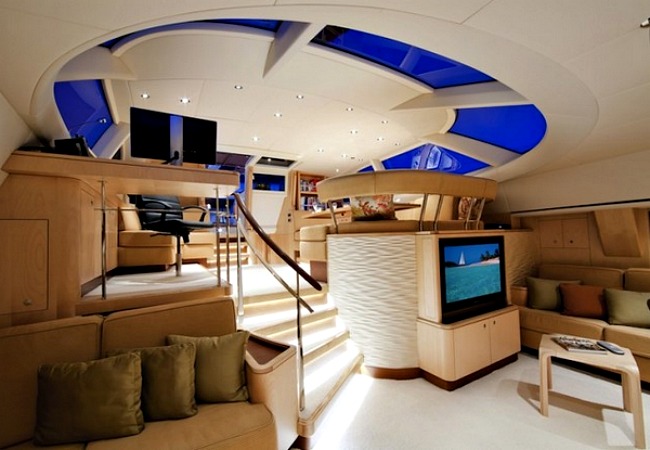 Skylights on a yacht mean you can stargaze while keeping warm