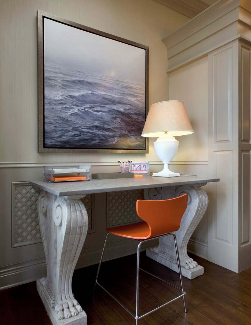 Antique bases on a trestle table desk