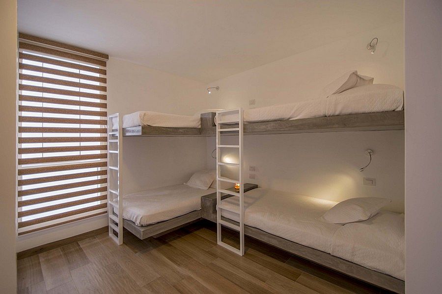 Bunk beds inside the kids' room with ladders