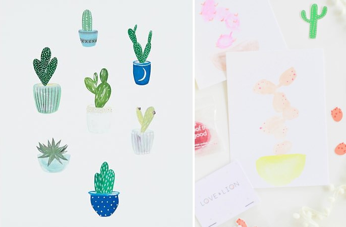 Cactus art makes the perfect party backdrop