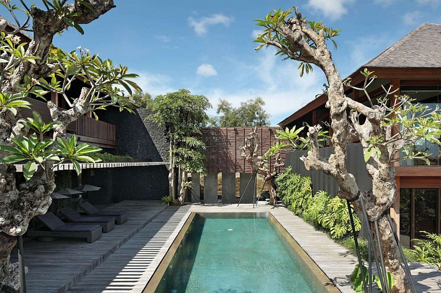 Central courtyard of Villa Pecatu filled with greenery and indoor pool