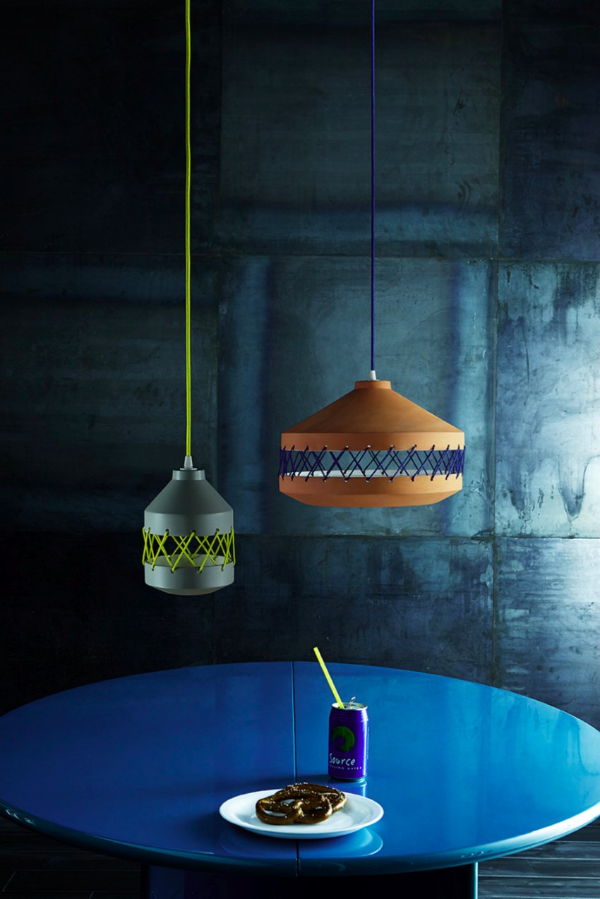 Ceramic and cotton pendant lamp by Incipit Lab