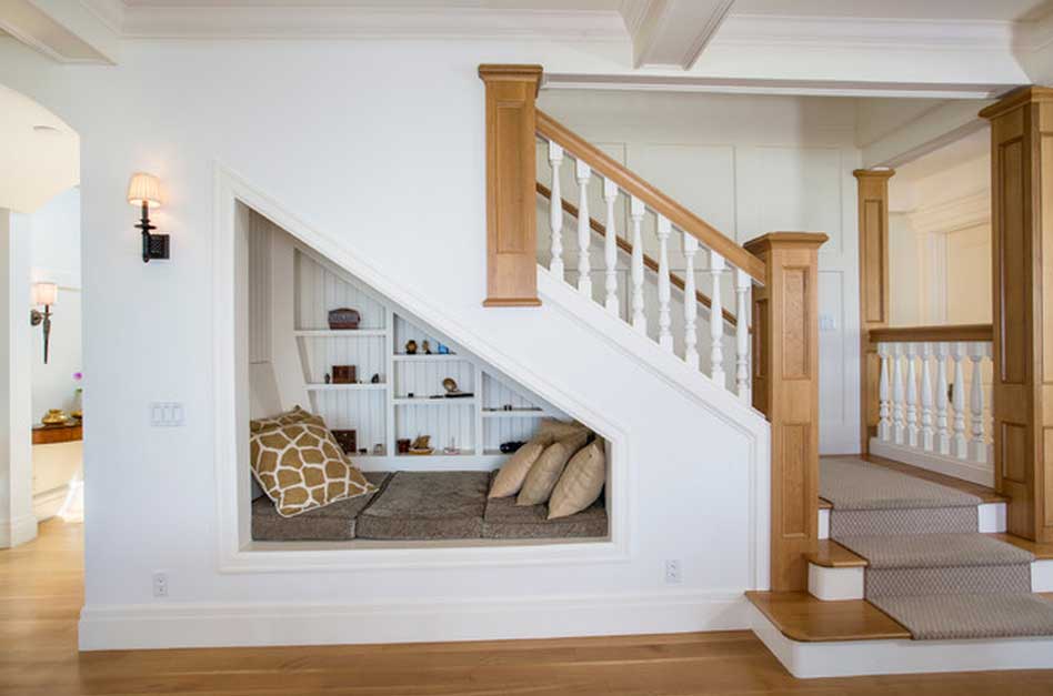 Charming Reading Nook Under Stairs