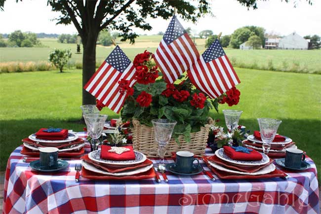 Charming Red White and Blue Tablescape  for Memorial Day