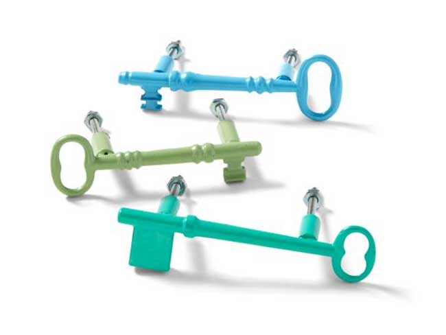 Colorful Key Drawer Pulls in Blues and Greens