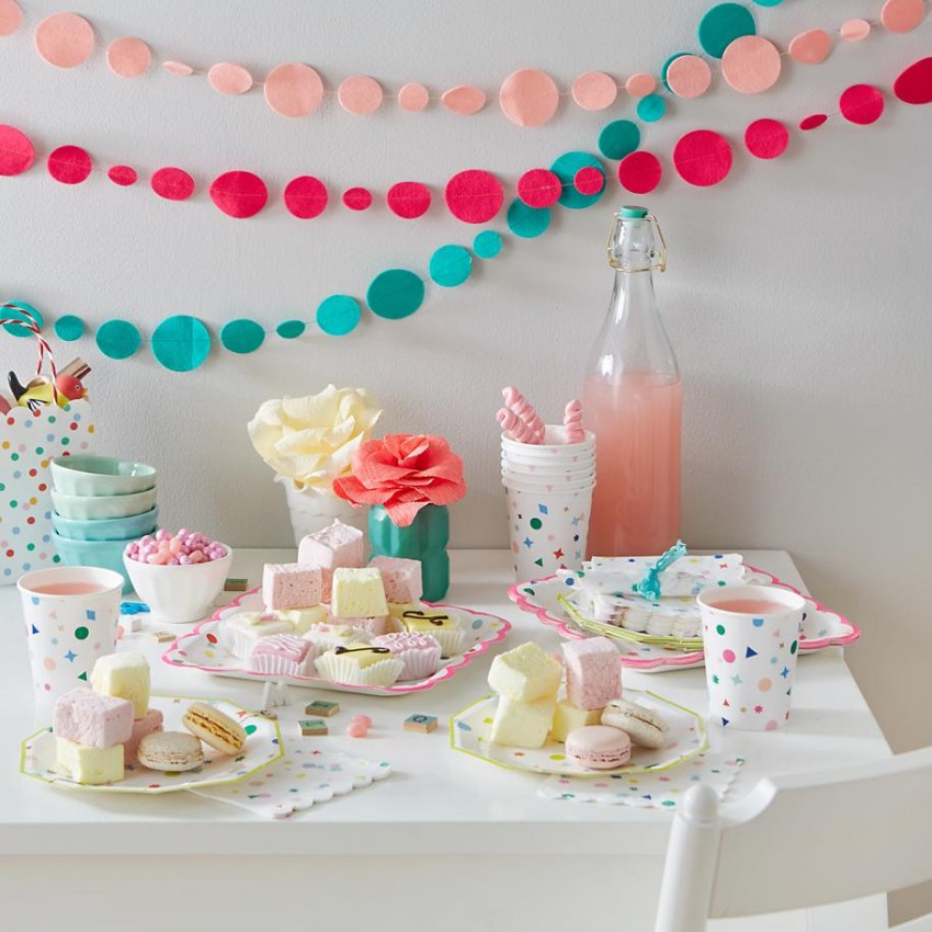 Colorful party supplies from The Land of Nod