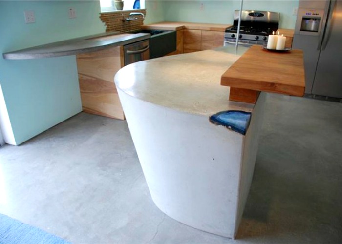 Concrete and Agate Countertop for the kitchen island