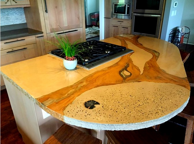 Concrete and Petrified Wood Countertop design