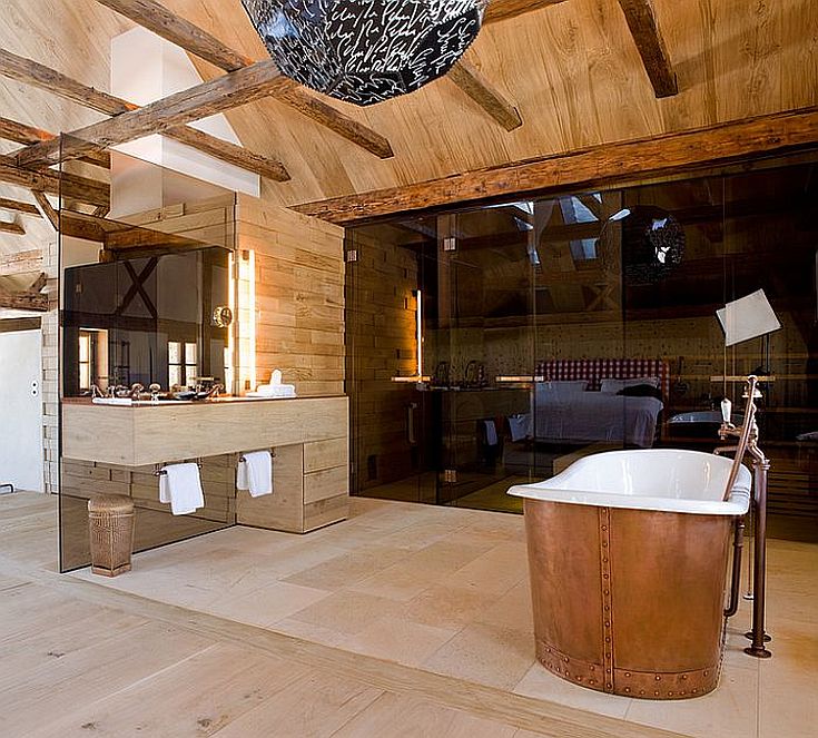 Contemporary and rustic styles meet inside this Austrian bathroom [Design: AREA Handelsgesellschaft mbH]