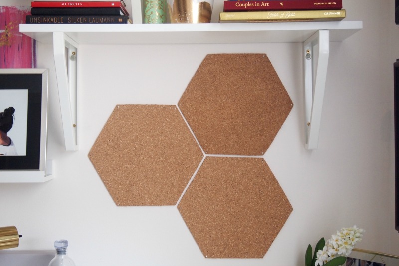 Cork Bulletin Board Hexagon White, Small Framed Corkboard Tiles for Wall,  Thick