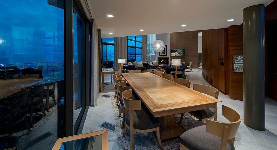 Fabulous dining area with woden table and chairs