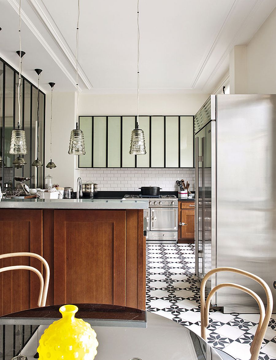 Floor tiles add pattern and style to the modern kitchen