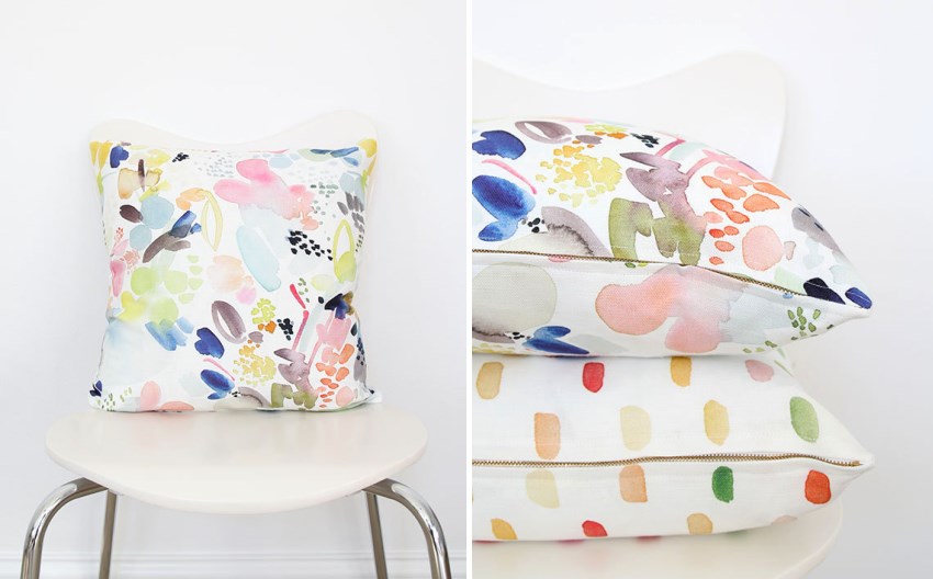 Floral abstract pillow from Etsy shop Yao Cheng Design