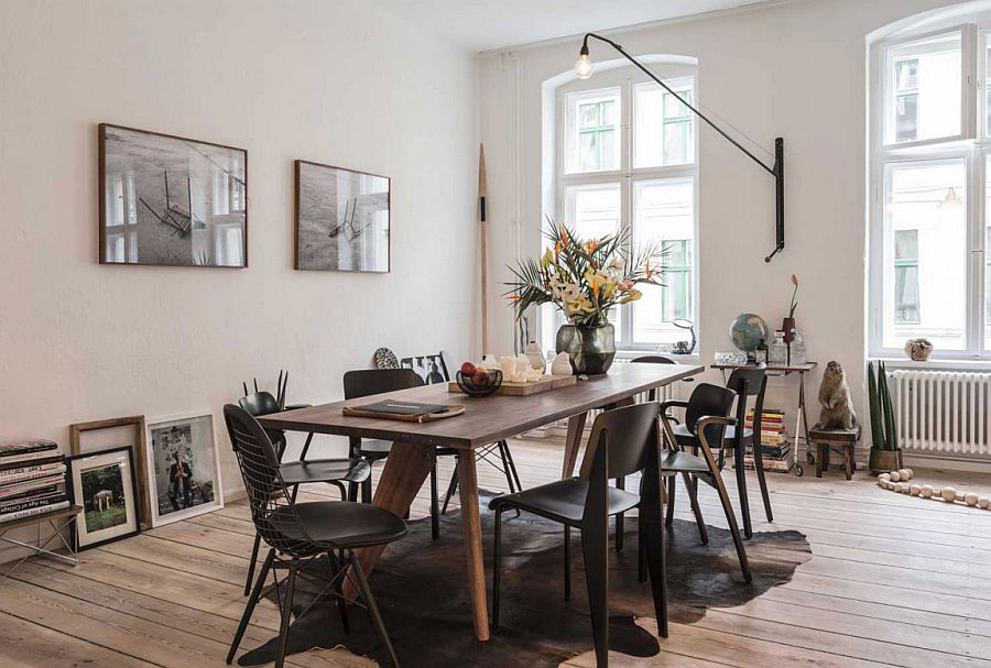 Formal dining area and home workspace elegantly rolled into one
