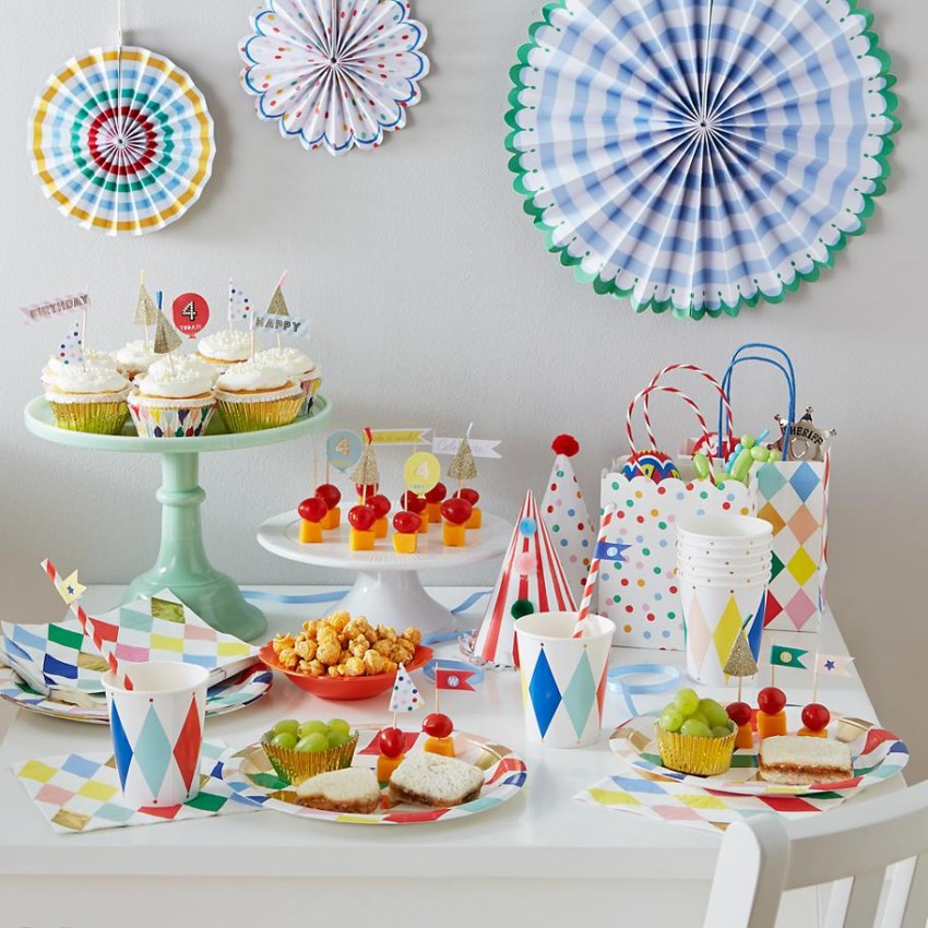 Harlequin party supplies from The Land of Nod