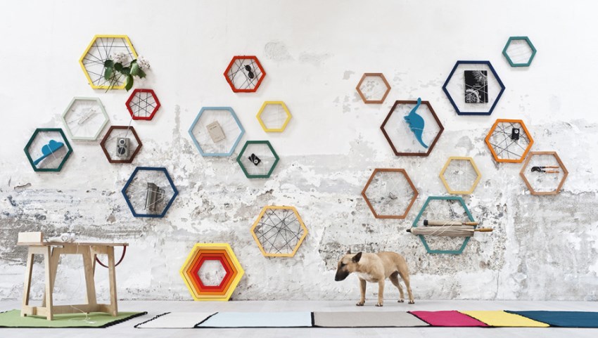 Hexagonal wall storage system by Formabilio