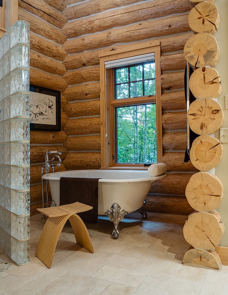 Ingenious way to usher in the log cabin look into the small bathroom [Design: Bay Cabinetry & Design Studio]
