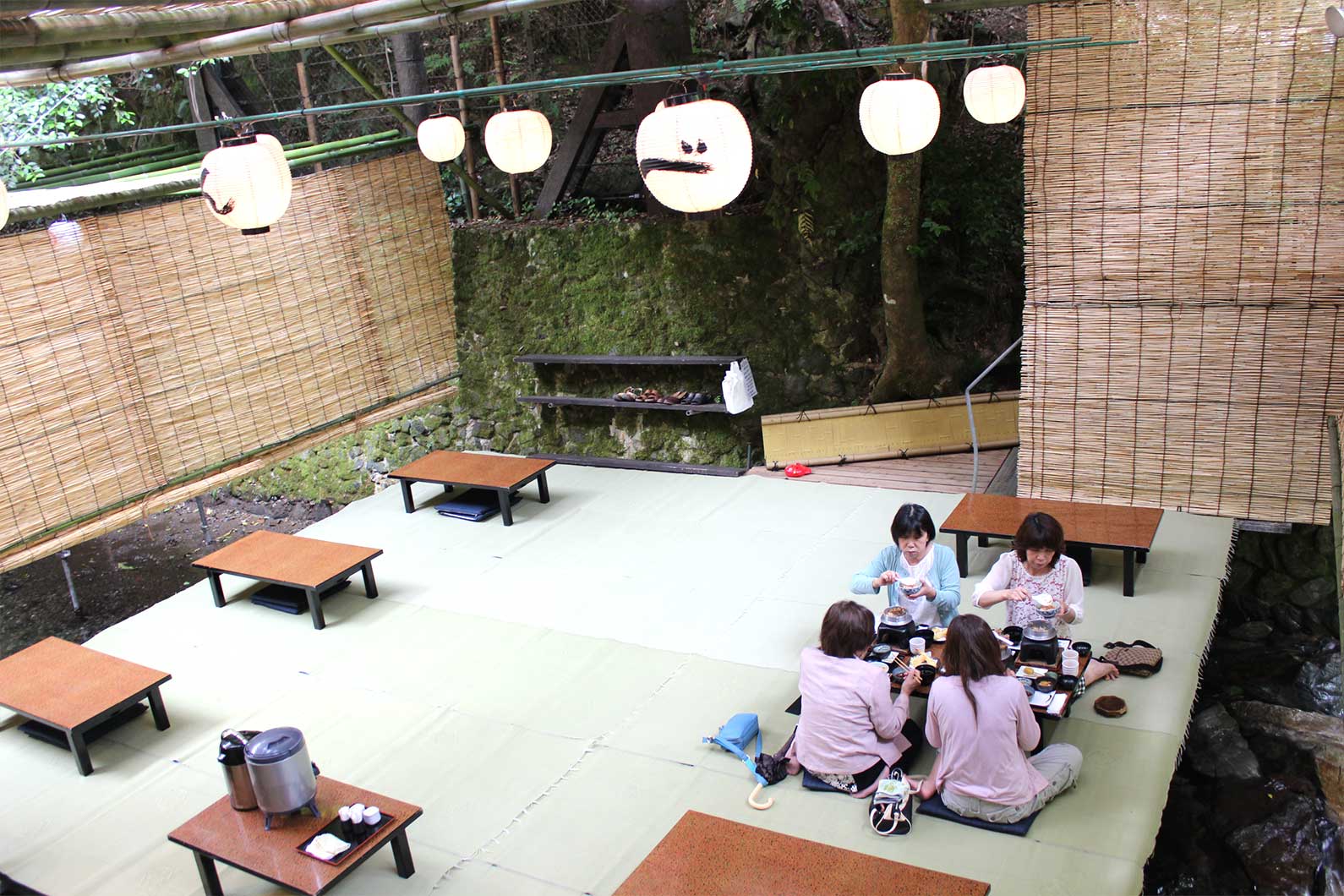 Ladies Enjoying Kawadoko Dining in Kibune