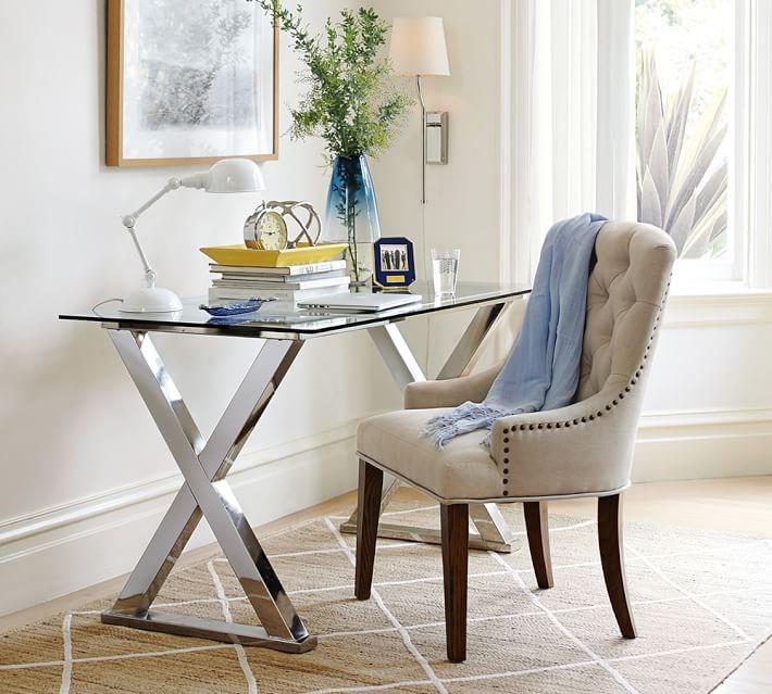 Metal and glass trestle desk from Pottery Barn