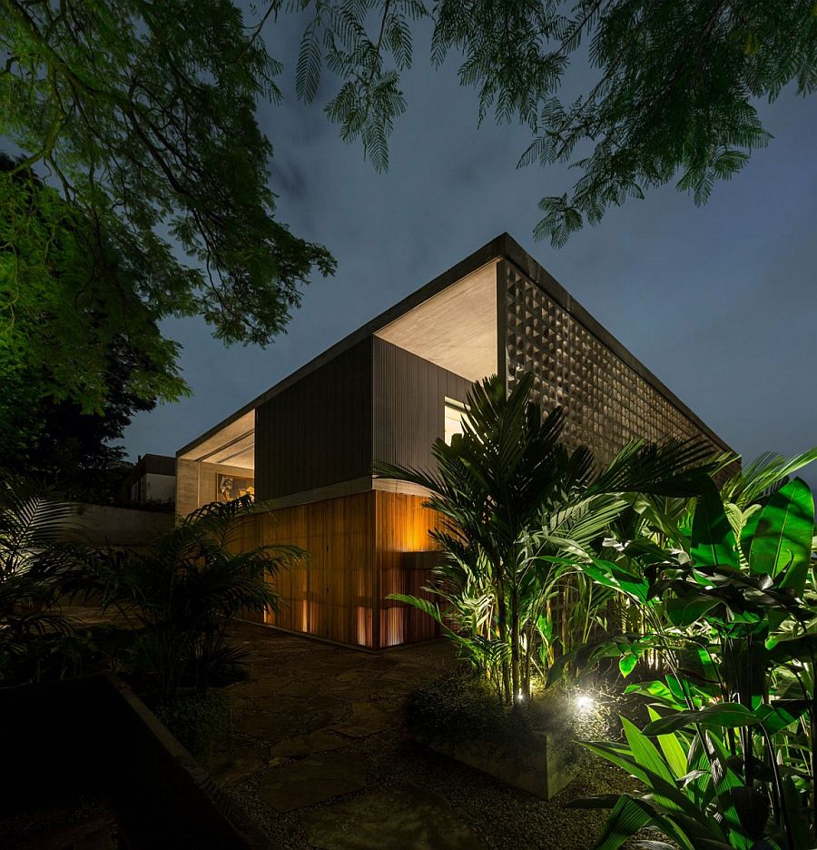 Natural greenery around the house adds to the elegance of the private Sao Paulo home