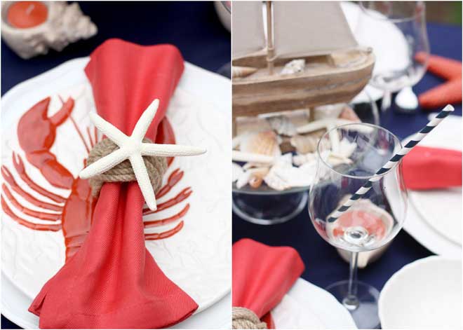 Nautical Red white and blue table