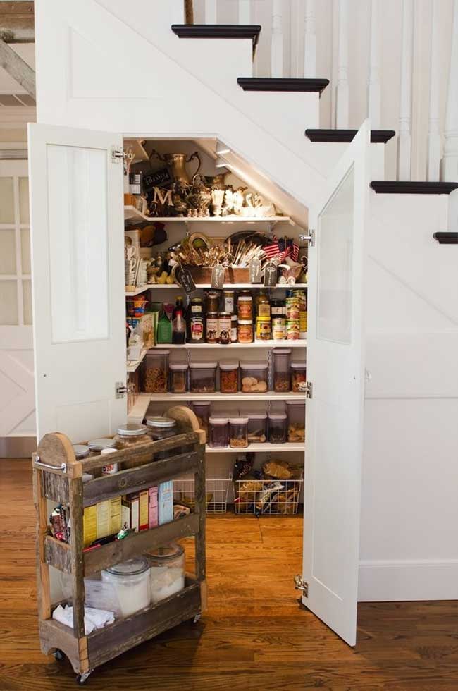 Organized Under Stair Pantry