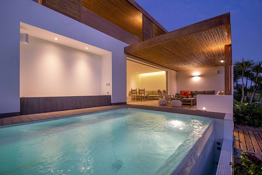 Oudoor lounge and pool area of the revamped home in Peru