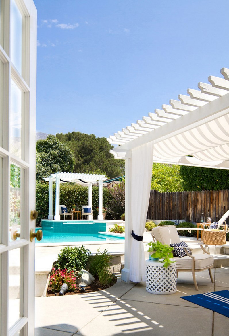 Refreshing summer poolside patio