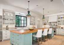 Relaxed-beach-style-kitchen-with-industrial-lighting-217x155